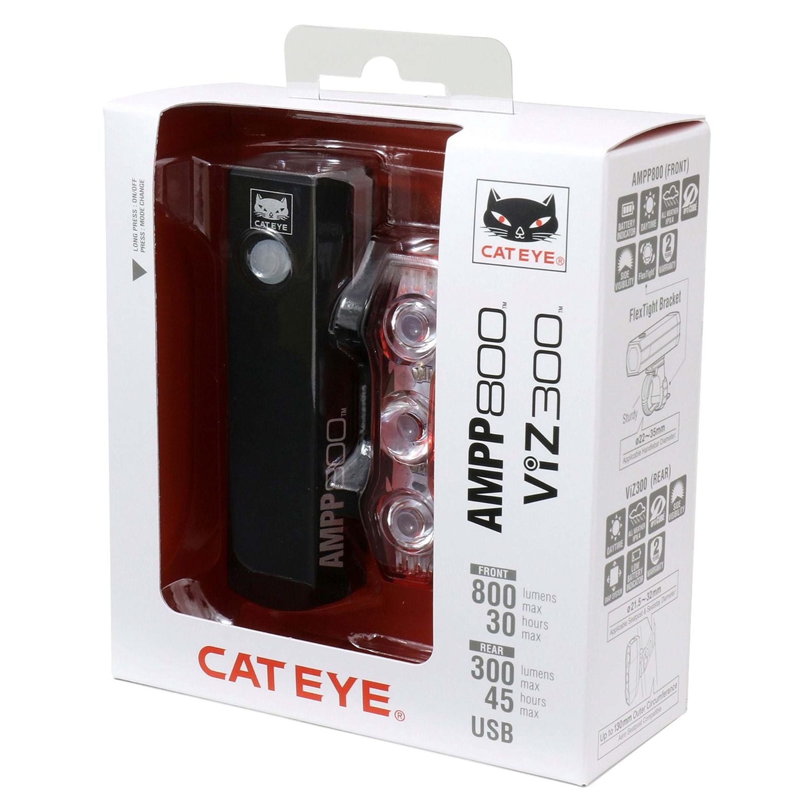 Cateye AMPP800 & ViZ300 Light Set - Cycle Tyres Ireland